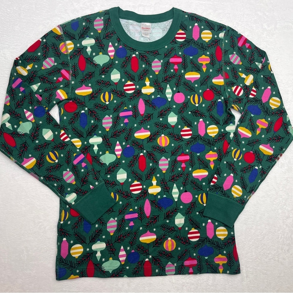 Hanna Andersson Sz L Christmas Ornament Pajama Long Sleeve Top Organic Cotton